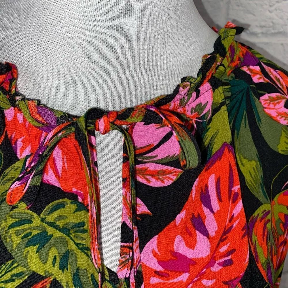 Terra & Sky women 1X 16W-18W tropical print short sleeve peasant top brand new - Picture 4 of 12
